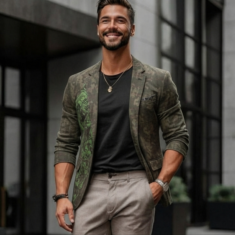 Affliction Men's Military Green and Black Jacket